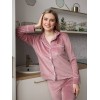 Велюрова жіноча піжама (кофта+брюки) Heart Рожева